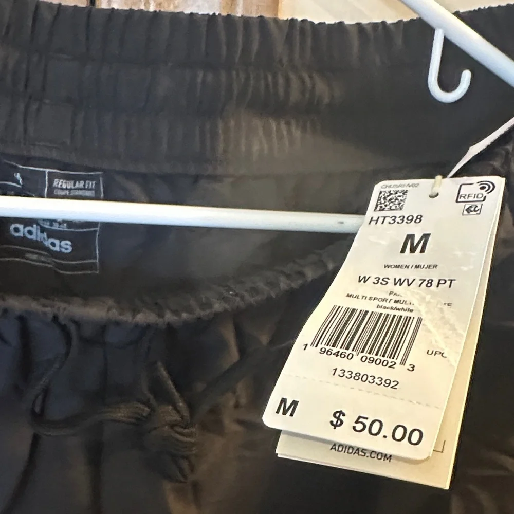 Adidas Kids Black Joggers with‎ White Stripes